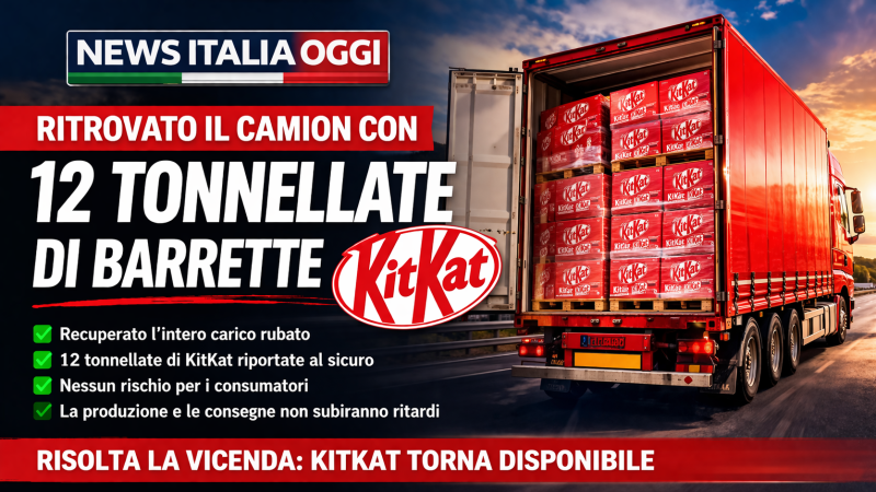 camion kitkat ritrovato dopo furto 12 tonnellate