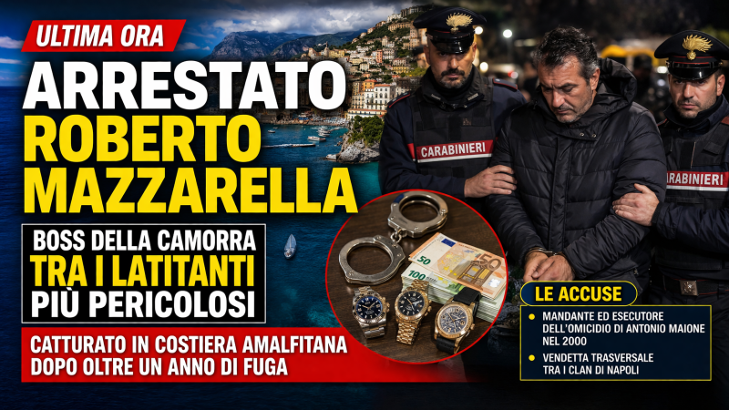 Arrestato Roberto Mazzarella in Costiera Amalfitana