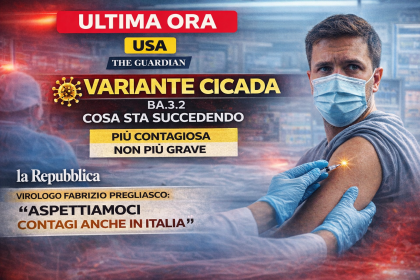 Persona con mascherina riceve vaccino mentre si parla della variante Cicada BA.3.2 più contagiosa negli USA