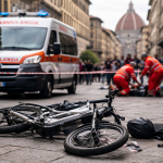 Ambulanza e soccorsi a Firenze dopo malore improvviso di uno studente in gita scolastica su bici elettrica