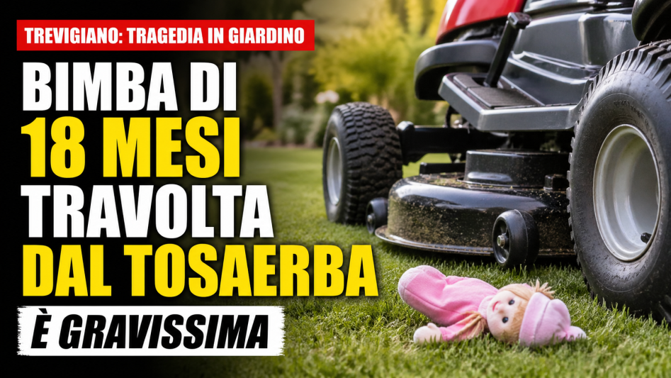 Bimba di 18 mesi travolta da un tosaerba nel giardino di casa nel Trevigiano