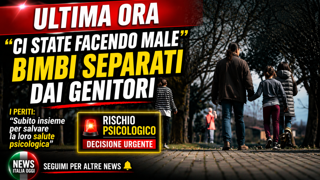 Bambini separati dai genitori camminano con un adulto, rischio traumi psicologici