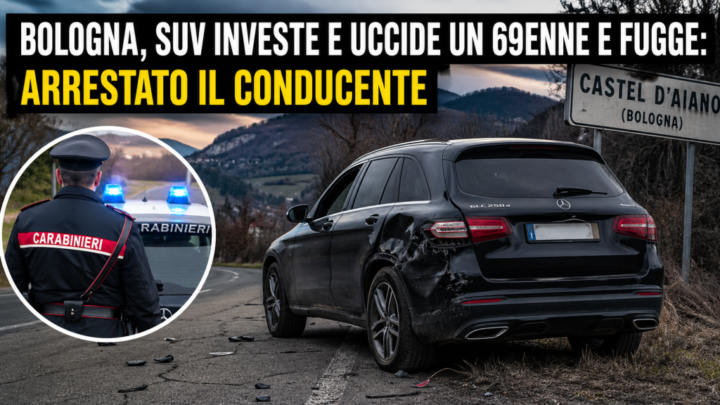 SUV incidentato a Castel d’Aiano dopo aver investito e ucciso un uomo di 69 anni, carabinieri sul posto