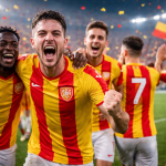 Calciatori del Bra esultano in campo dopo la vittoria e la promozione in Serie C