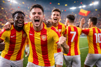 Calciatori del Bra esultano in campo dopo la vittoria e la promozione in Serie C