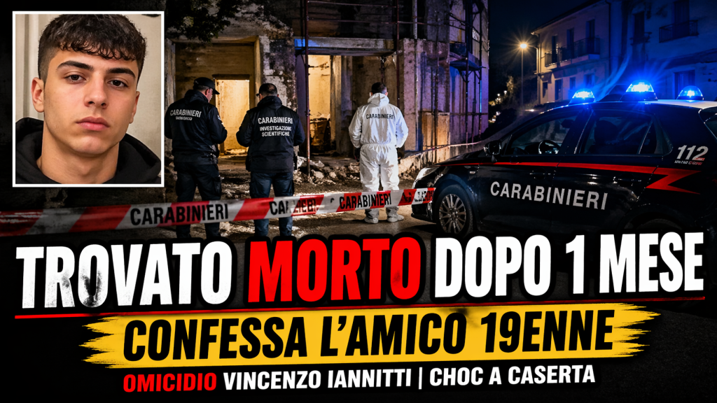 Carabinieri sulla scena del crimine a Caserta dopo il ritrovamento del corpo di Vincenzo Iannitti
