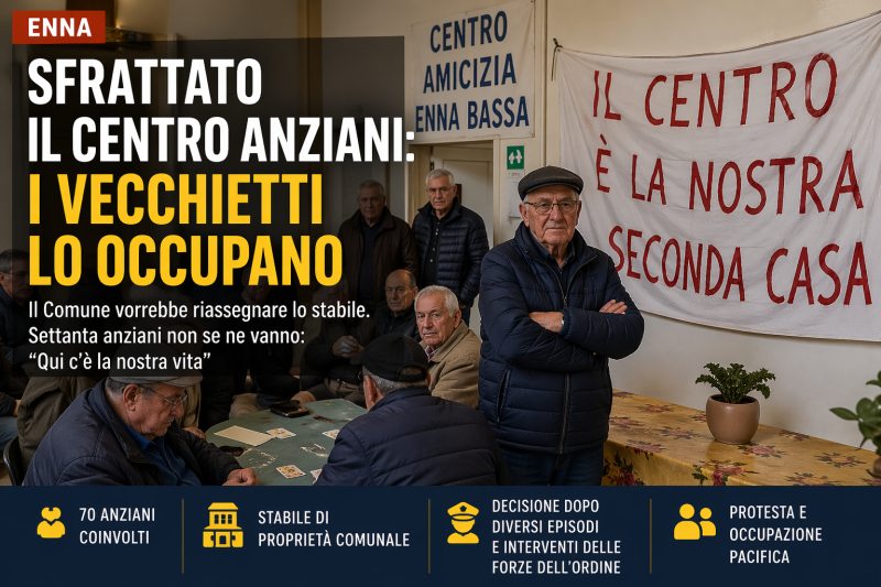 Anziani occupano il centro dell’amicizia a Enna dopo lo sfratto del Comune