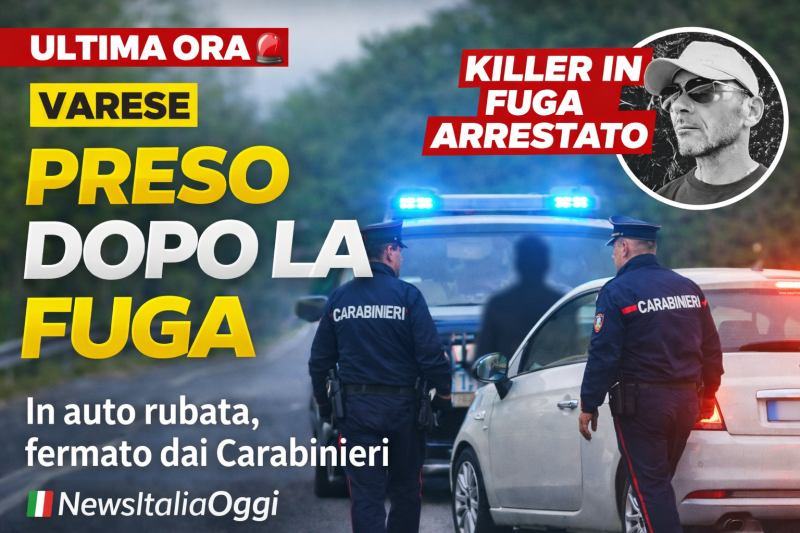 Arresto di Elia Del Grande a Varese dopo la fuga fermato dai carabinieri