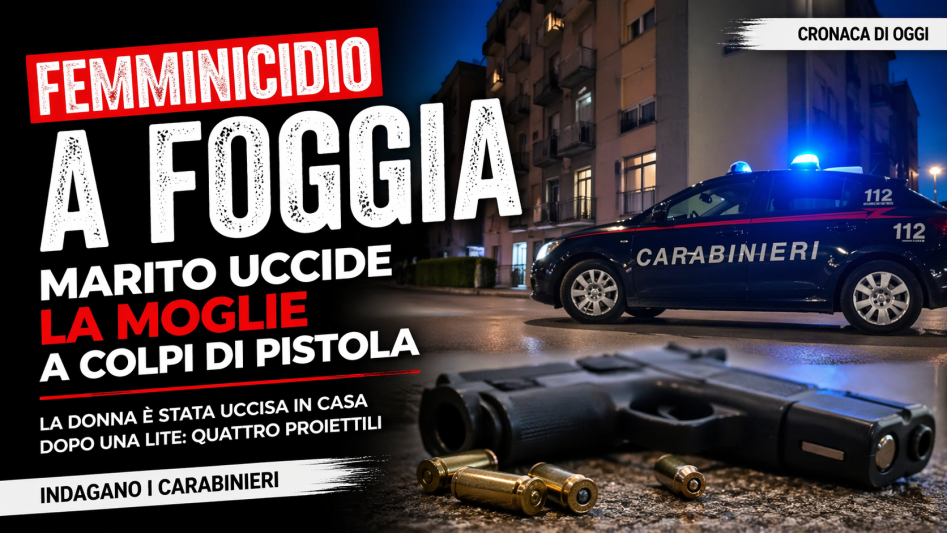Carabinieri davanti al palazzo dopo femminicidio a Foggia con arma da fuoco