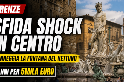 Fontana del Nettuno a Firenze danneggiata dopo una sfida prematrimoniale