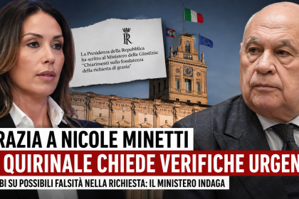 Nicole Minetti e il Quirinale con grafica su verifiche urgenti per la grazia
