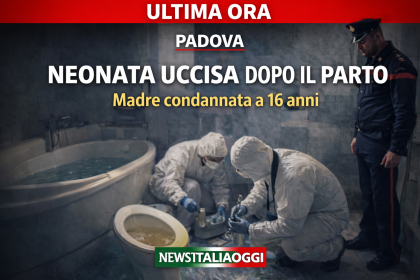 Infanticidio a Padova, neonata uccisa dopo il parto: madre condannata a 16 anni