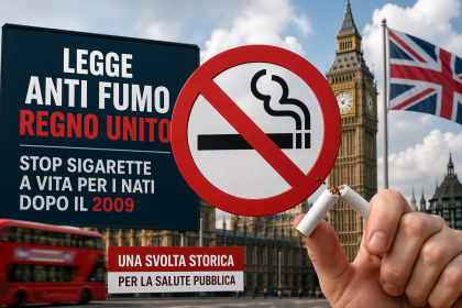 Legge anti fumo nel Regno Unito con divieto di sigarette a vita per i nati dopo il 2009