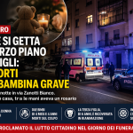 Ambulanza e polizia sotto un palazzo a Catanzaro dopo la tragedia della madre che si è gettata dal terzo piano con i figli