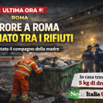 Neonato trovato tra rifiuti e droga in un appartamento degradato a Roma con polizia e soccorsi
