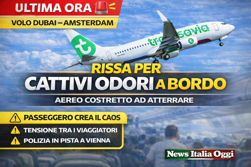 Aereo Transavia in volo dopo rissa tra passeggeri per cattivi odori costretto ad atterrare a Vienn