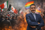Roberto Vannacci davanti a folla divisa tra sostenitori e proteste in Italia
