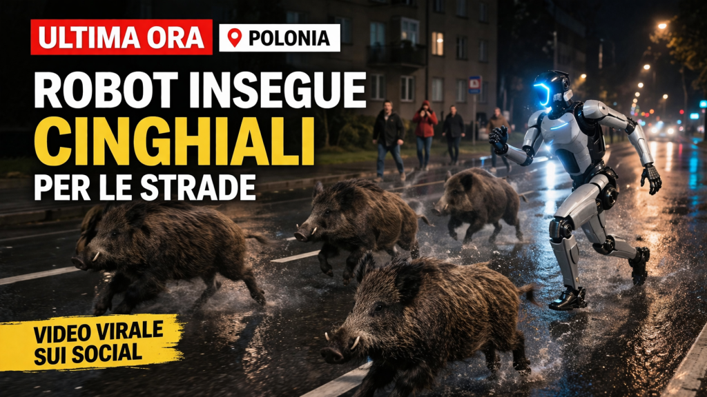 Robot umanoide insegue cinghiali in strada in Polonia durante video virale