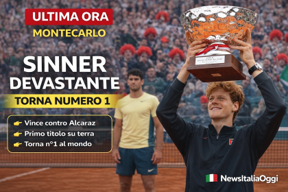 Jannik Sinner solleva il trofeo a Montecarlo dopo la vittoria contro Alcaraz e il ritorno al numero 1 del mondo