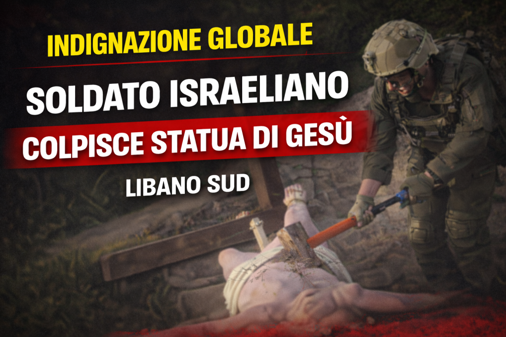 Soldato israeliano colpisce statua di Gesù nel sud del Libano immagine virale