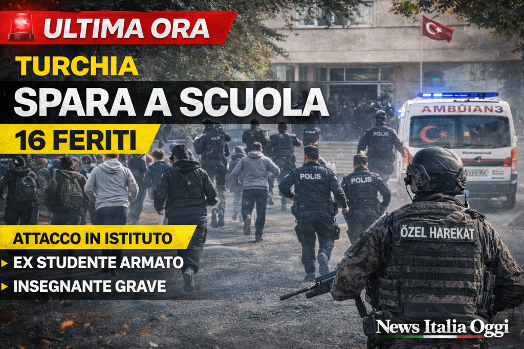 Polizia e studenti in fuga durante sparatoria in liceo in Turchia con 16 feriti