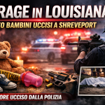 Sparatoria in Louisiana a Shreveport con otto bambini uccisi, scena del crimine con polizia e candele