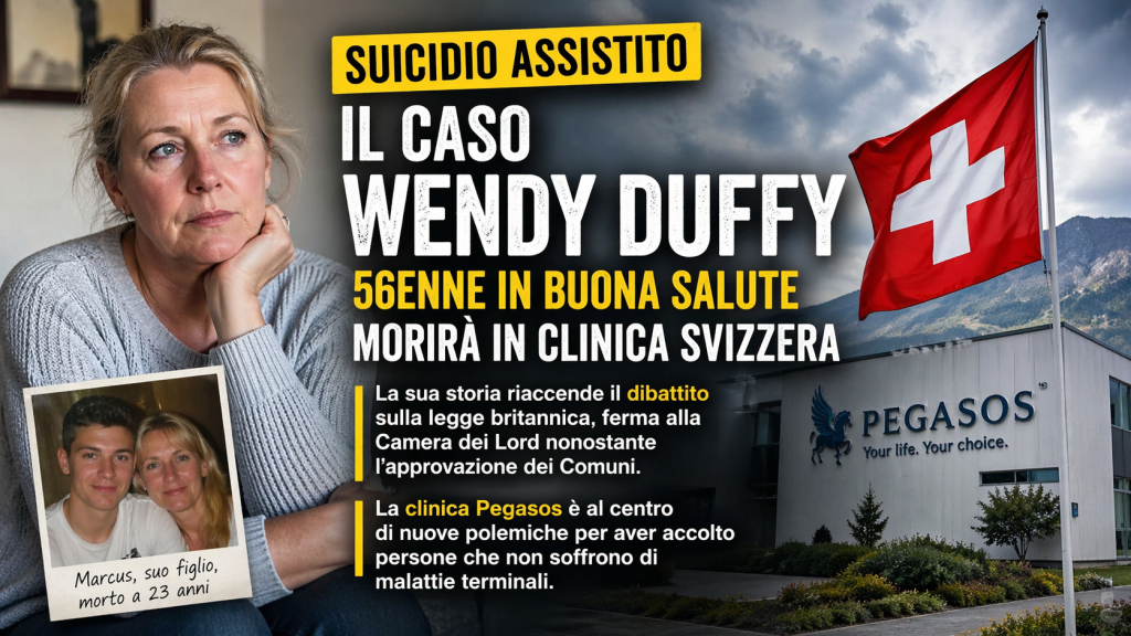 Wendy Duffy caso suicidio assistito clinica Pegasos Svizzera