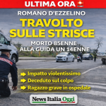 Incidente a Romano d’Ezzelino, anziano investito sulle strisce da scooter guidato da un 14enne