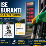 Pompa di benzina con prezzi carburante in aumento e simbolo di riduzione accise