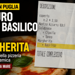 Scontrino con supplemento di un euro per il basilico sulla pizza Margherita in una pizzeria di Torre a Mare