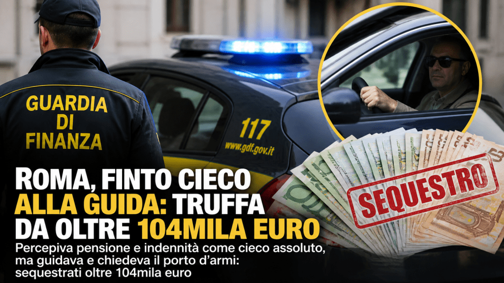 Guardia di Finanza Roma scopre finto cieco che guidava auto e percepiva pensione invalidità