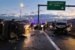 Incidente sull’A9 a Lomazzo con auto ribaltata e soccorsi dei vigili del fuoco all’alba
