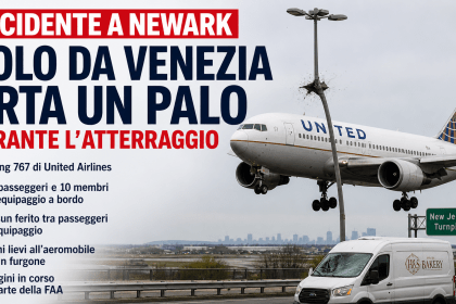 Aereo United Airlines urta un palo della luce durante l’atterraggio a Newark