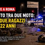 Incidente mortale tra due moto a Roma in viale Marconi con polizia locale e soccorsi sul posto