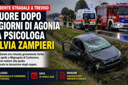 Auto distrutta fuori strada a Treviso con intervento dei soccorsi dopo un incidente