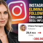 Chiara Ferragni al centro di una grafica social dedicata al calo di follower su Instagram dopo la rimozione di bot e account fake