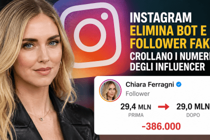 Chiara Ferragni al centro di una grafica social dedicata al calo di follower su Instagram dopo la rimozione di bot e account fake