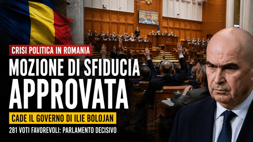 Parlamento della Romania durante voto sulla mozione di sfiducia contro il governo Bolojan
