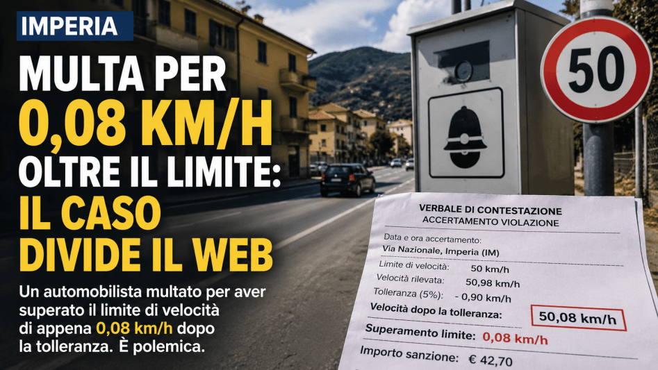 Autovelox a Imperia dopo il caso della multa per 0,08 km/h oltre il limite di velocità