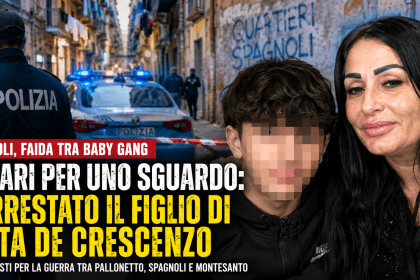 Polizia a Napoli dopo gli scontri tra baby gang con riferimento all’arresto del figlio di Rita De Crescenzo