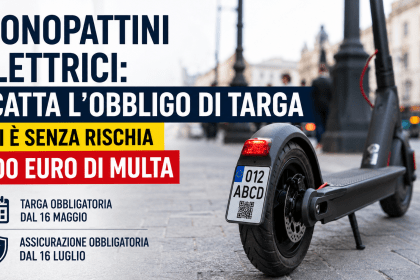 Monopattino elettrico con nuova targa obbligatoria in strada urbana