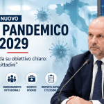 Medici e sala controllo sanitaria digitale durante la presentazione del nuovo Piano Pandemico 2025-2029 in Italia
