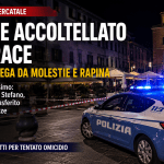 Auto della polizia e ambulanza nella notte a Prato dopo l’accoltellamento di un 23enne in piazza Mercatale