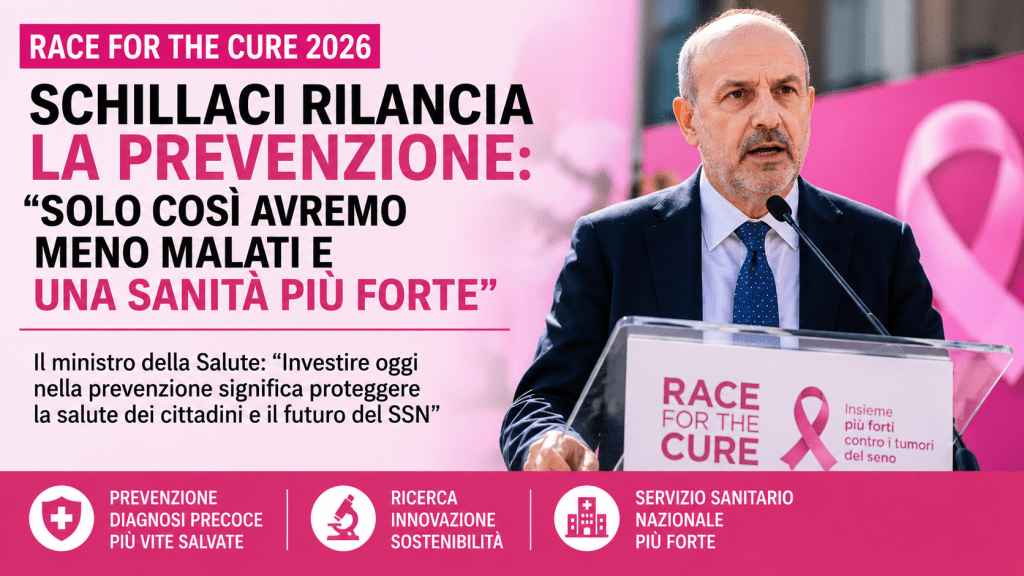 Evento sulla prevenzione sanitaria con intervento istituzionale durante la Race for the Cure 2026