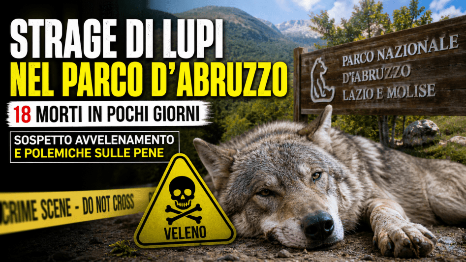 Lupo morto nel Parco d’Abruzzo durante la strage causata da avvelenamento