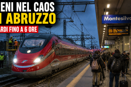 Frecciarossa fermo a Montesilvano con passeggeri in attesa per ritardi fino a 6 ore sulla linea ferroviaria in Abruzzo