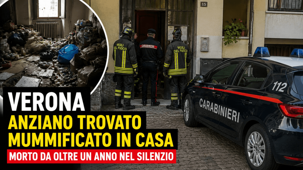 Appartamento a Verona dopo il ritrovamento di un anziano trovato morto in casa da oltre un anno
